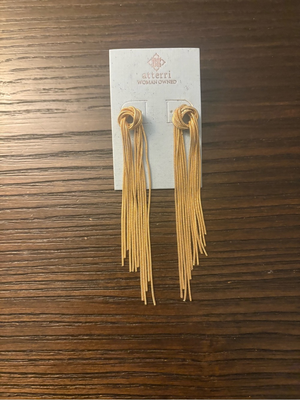 NEW Atterri Gold Fringe Knot Drop Earrings